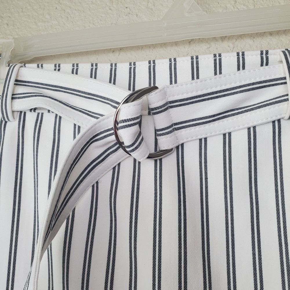 ANN TAYLOR Striped Buckle Belted Lined Pencil Skirt Size 8p Petite Womens - Picture 5 of 8